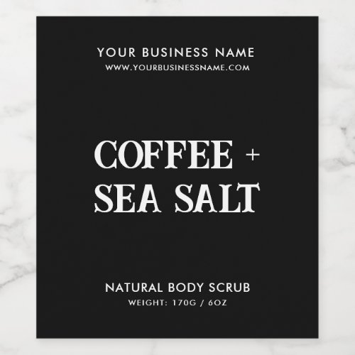 Modern body scrub elegant black product label