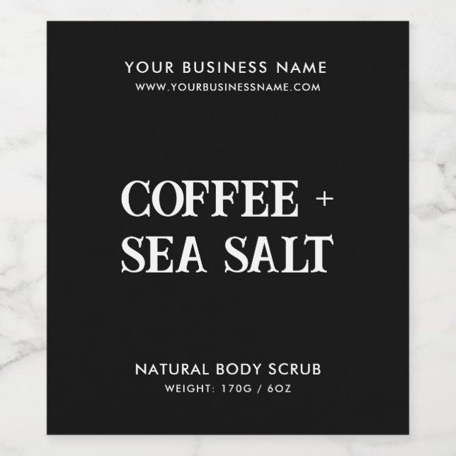 Modern body scrub elegant black product label (Single Label)