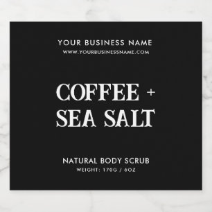 Modern body scrub elegant black product label