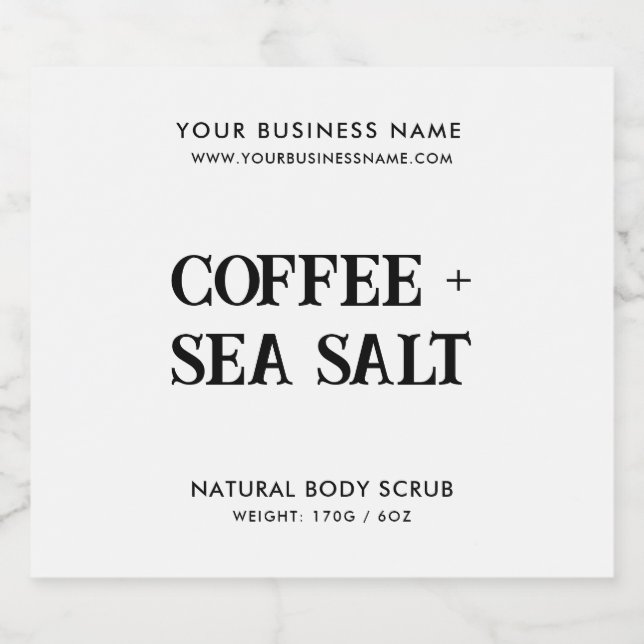 Modern body scrub elegant white product label (Single Label)