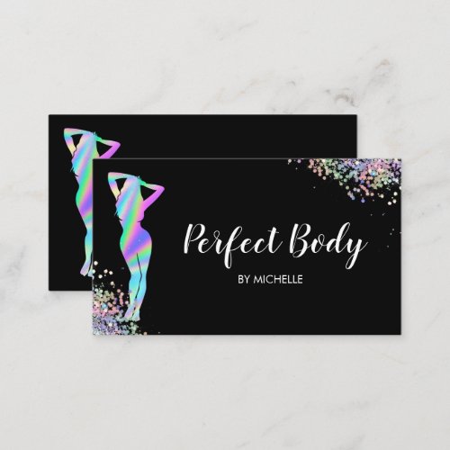 Modern Body Sculpting Fitness Waist Holographic Business Card