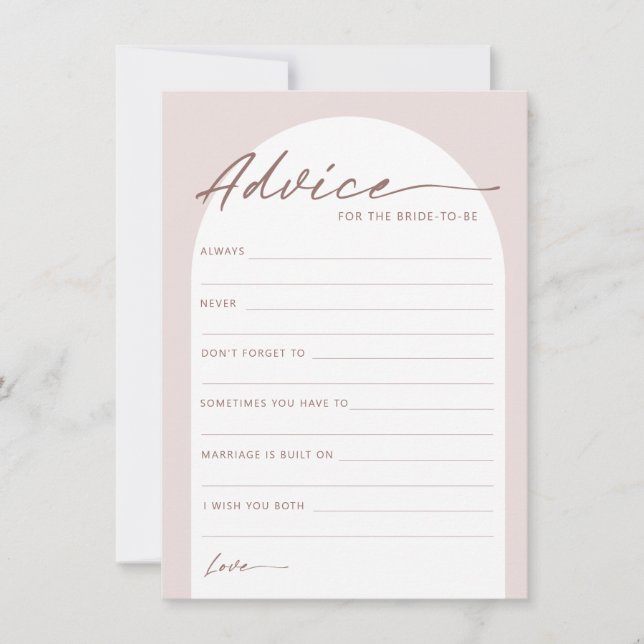 Modern Bohemian Arch Bride To Be Advice Card (Front)