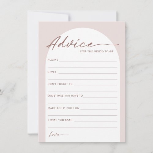 Modern Bohemian Arch Bride To Be Advice Card