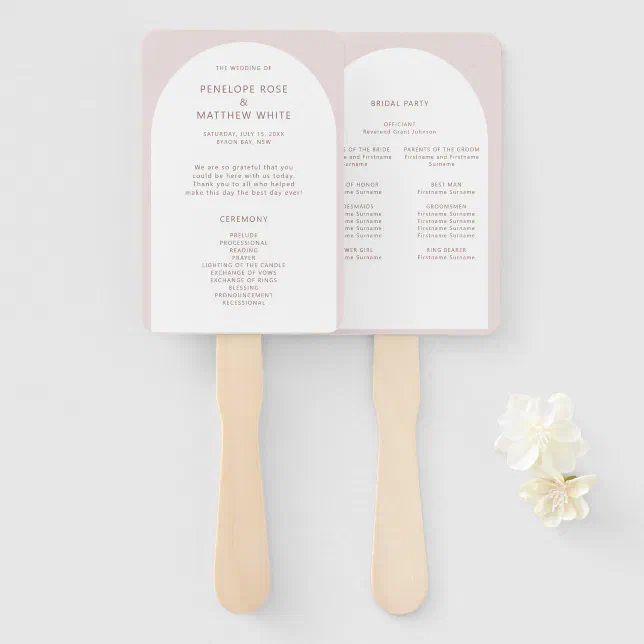 Modern Bohemian Arch Ceremony Program Hand Fan | Zazzle