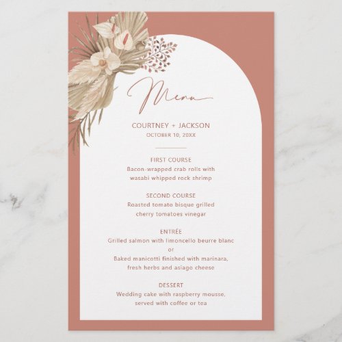 Modern Bohemian Arch Wedding menu card