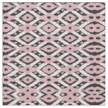 Modern Bohemian Blush Pink Black Ikat Pattern Fabric
