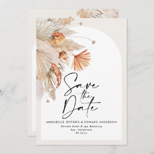 Modern bohemian botanical terracotta pampas grass save the date
