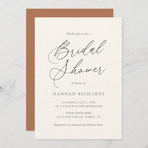 Modern Bohemian Burnt Orange Bridal Shower Invitat Invitation