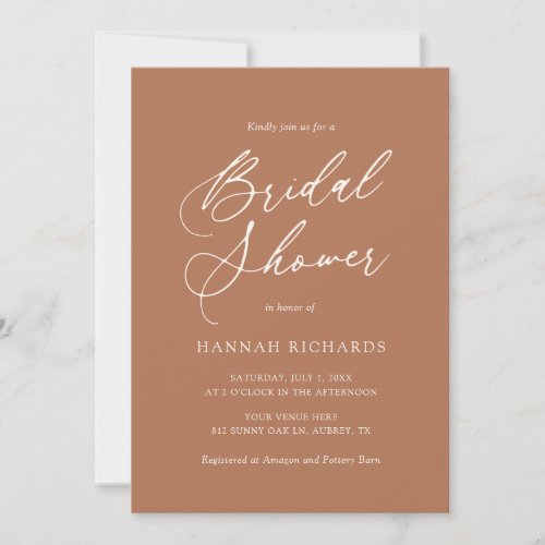 Modern Bohemian Burnt Orange Bridal Shower Invitat Invitation