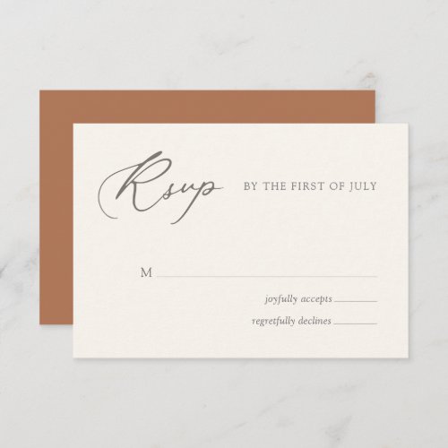 Modern Bohemian Burnt Orange Wedding RSVP Card