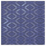 Modern Bohemian Cobalt Navy Glitter Ikat Pattern Fabric
