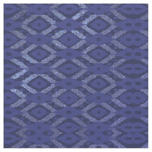 Modern Bohemian Cobalt Navy Glitter Ikat Pattern Fabric