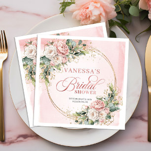 Modern Bohemian Dusty Pink Eucalyptus Bridal Showe Paper Dinner Napkins