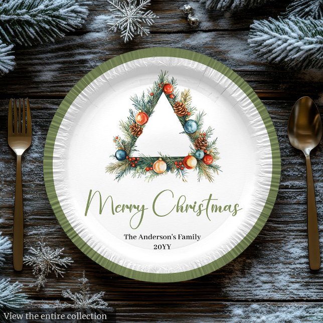 Modern Bohemian Earthy Neutral Christmas Table  Paper Plates (Modern Bohemian Earthy Neutral Christmas Table Paper Plates)