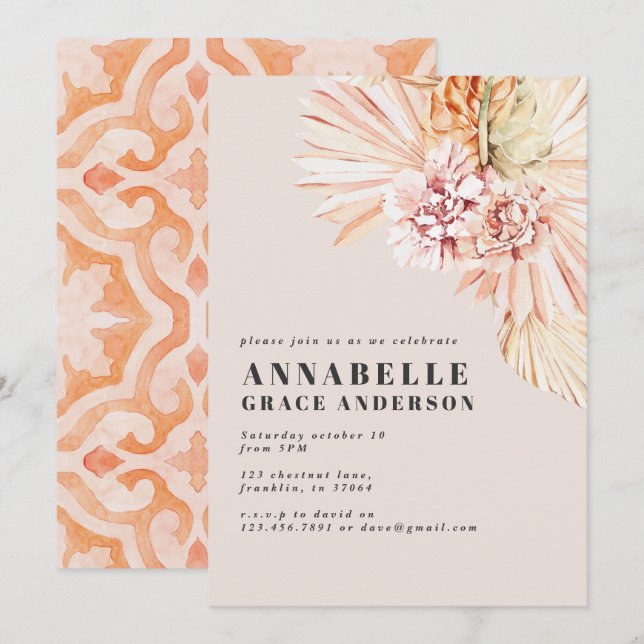 Modern bohemian floral birthday (Front/Back)