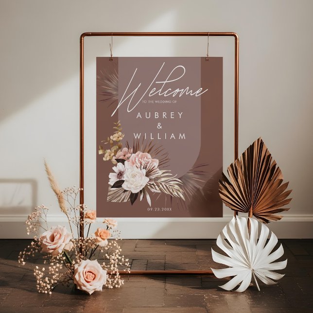 Modern Bohemian Floral Wedding Ceremony Welcome Foam Board (Modern Arch Bohemian Watercolor Florals Wedding Foam Board)