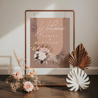 Modern Bohemian Floral Wedding Ceremony Welcome Foam Board
