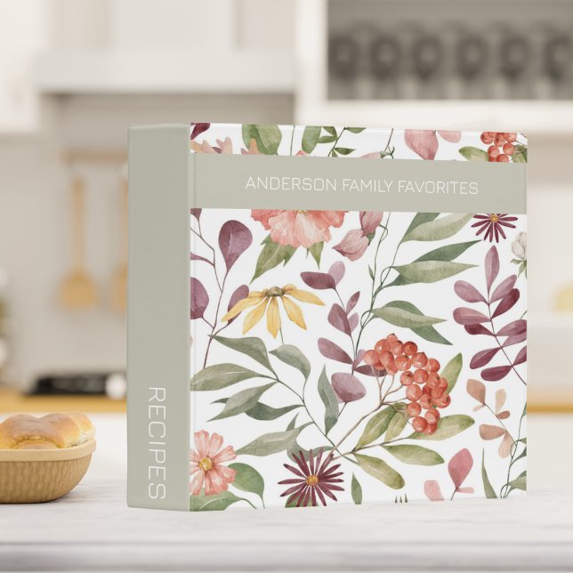 Modern Bohemian Garden Monogram Recipe 3 Ring Binder (Creator Uploaded)