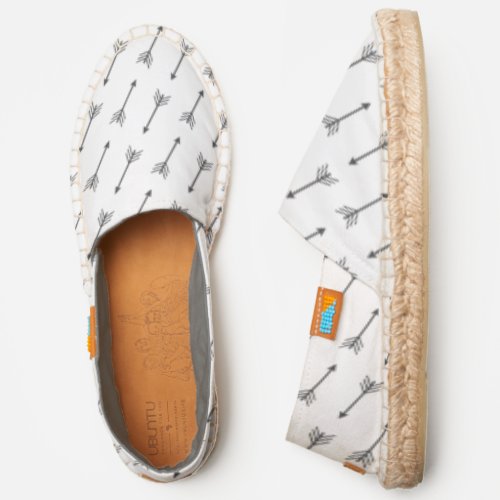 Modern Bohemian Gray Arrows  White Espadrilles