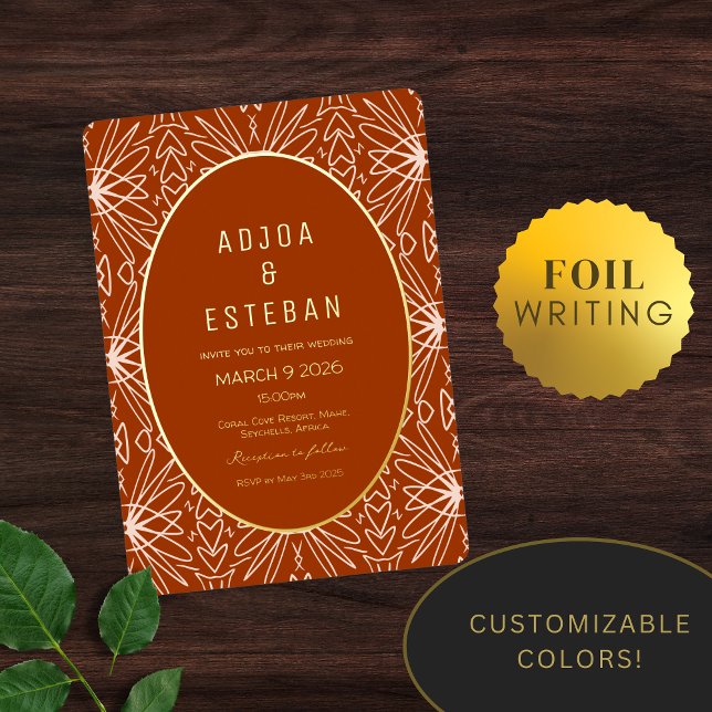 Modern Bohemian Jungle Tribe Print Foil Invitation (Creator Uploaded)