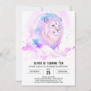 Modern Bohemian Lion Birthday Invitation