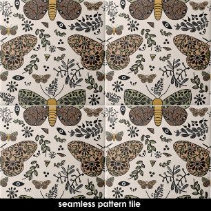 Modern Bohemian Moth Abstract Seamless Pattern Ceramic Tile
