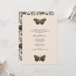 Modern Bohemian Moth Wildflowers Abstract Birthday Invitation