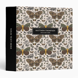 Modern Bohemian Moth Wildflowers Abstract Pattern 3 Ring Binder