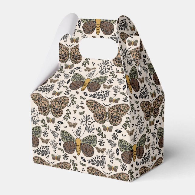 Modern Bohemian Moth Wildflowers Abstract Pattern Favor Boxes (Front Side)