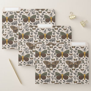 Modern Bohemian Moth Wildflowers Abstract Pattern File Folder