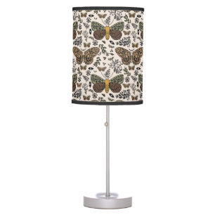 Modern Bohemian Moth Wildflowers Abstract Pattern Table Lamp