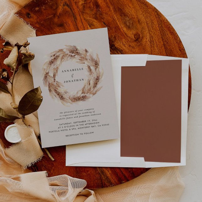 Modern bohemian natural pampas grass wedding invit invitation (Creator Uploaded)