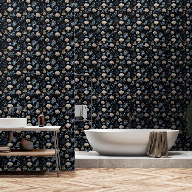Modern Bohemian Ocean Wallpaper (Bathroom)