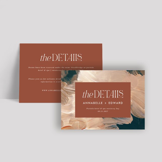 Modern bohemian painterly terracotta teal wedding enclosure card (Creator Uploaded)