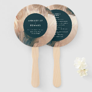 Modern bohemian, painterly terracotta teal wedding hand fan
