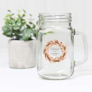 Modern bohemian pampas grass botanical budget mason jar