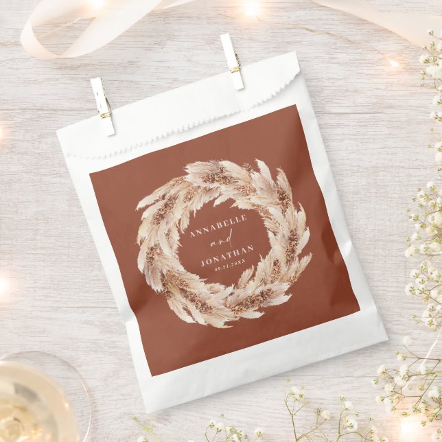 modern bohemian pampas grass botanical rust teal f favor bag (Clipped)