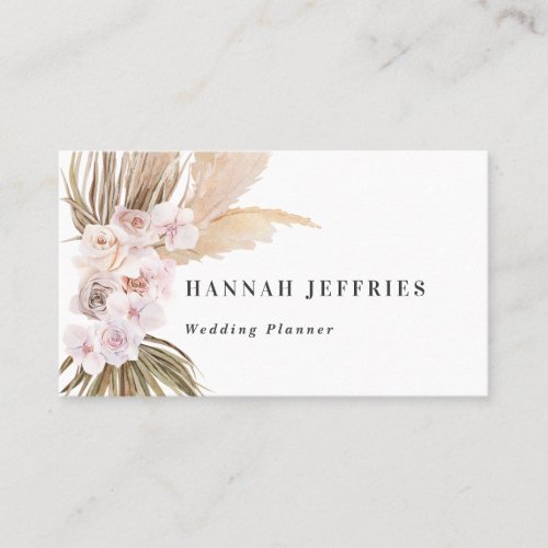 Modern bohemian pampas grass orchid business card