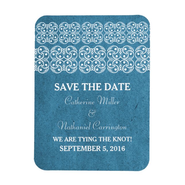 Modern Bohemian Save the Date Magnet, Blue Magnet (Vertical)
