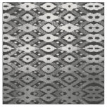 Modern Bohemian Silver Black Glitter Ikat Pattern Fabric
