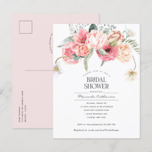 Modern bohemian style floral garden bridal shower invitation postcard