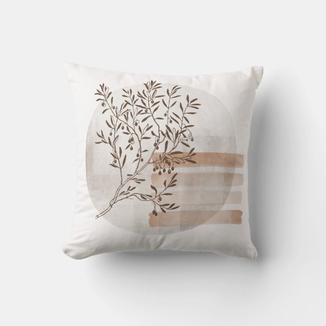 Modern Bohemian Style Foliage  Throw Pillow (Front)