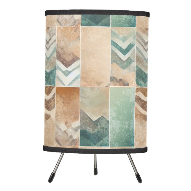 Modern Bohemian Style Geometric Patterned Tripod Lamp (Front)