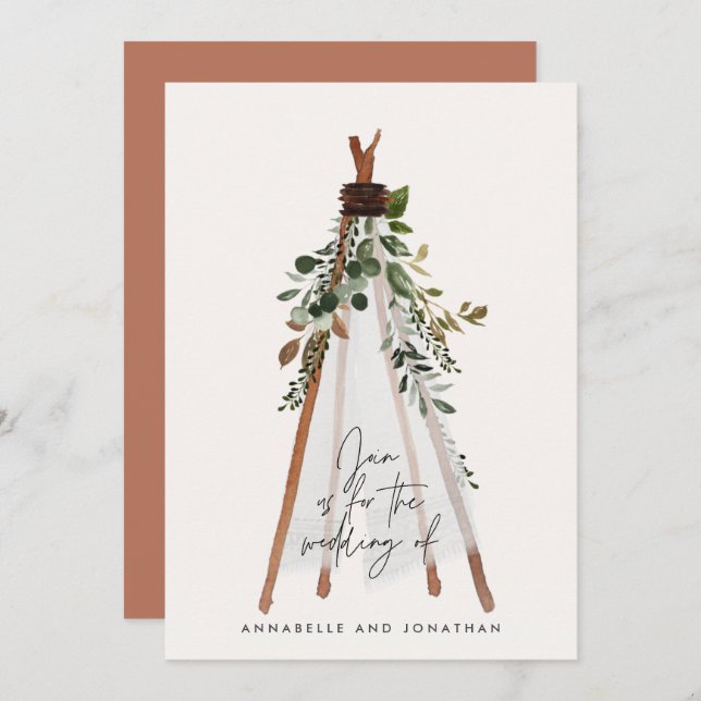 Modern bohemian teepee botanical rustic backyard (Front/Back)