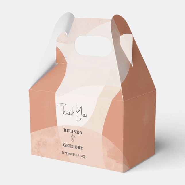 Modern Bohemian Terracotta Abstract Wedding Favor Boxes (Front Side)