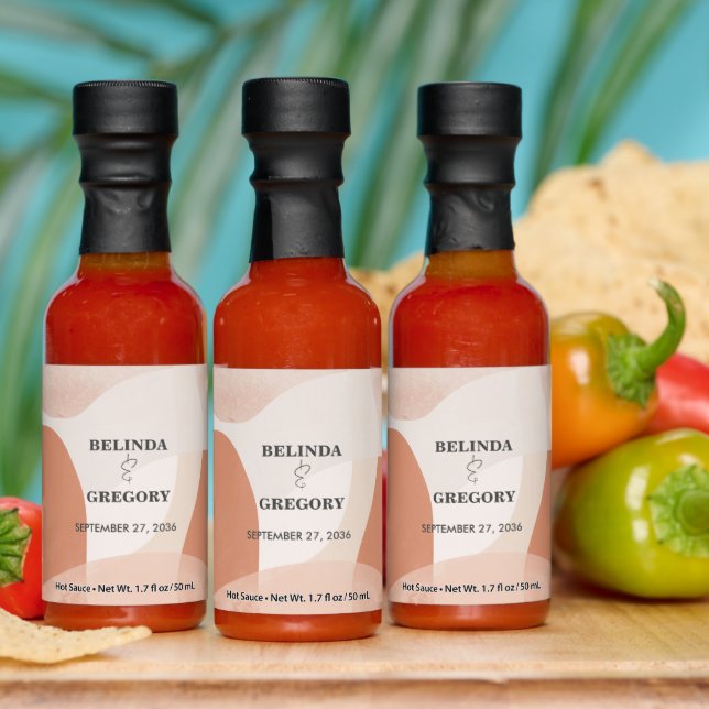 Modern Bohemian Terracotta Abstract Wedding Favor Hot Sauces (Multi)