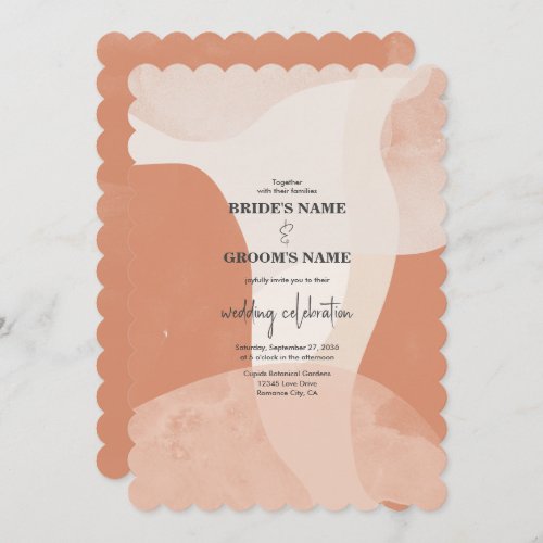 Modern Bohemian Terracotta Abstract Wedding Invitation