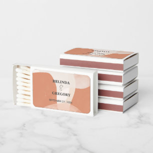 Modern Bohemian Terracotta Abstract Wedding Matchboxes