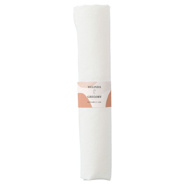 Modern Bohemian Terracotta Abstract Wedding  Napkin Bands (Front)