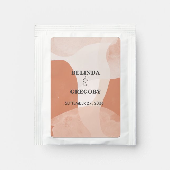 Modern Bohemian Terracotta Abstract Wedding   Tea Bag Drink Mix (Front)